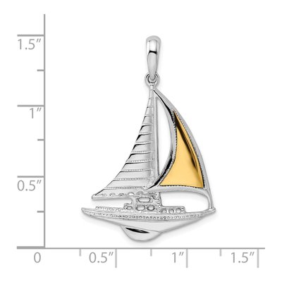 Sterling Silver & 14K Gold Sailboat Pendant – view 4