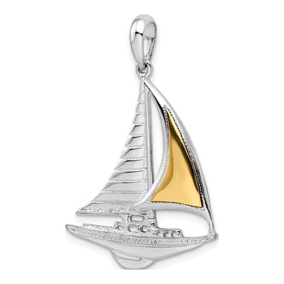 Sterling Silver & 14K Gold Sailboat Pendant – view 6