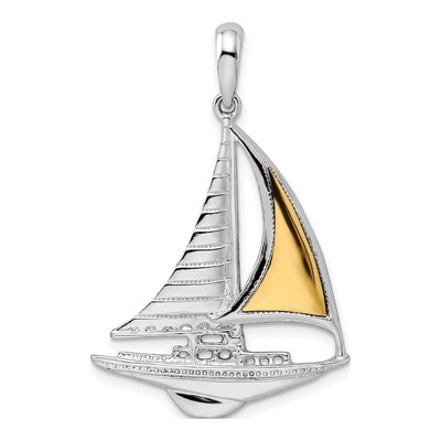 Sterling Silver & 14K Gold Sailboat Pendant