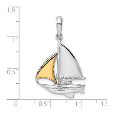 Sterling Silver & 14K Gold Sailboat Pendant – view 4