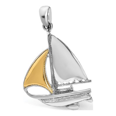 Sterling Silver & 14K Gold Sailboat Pendant – view 6