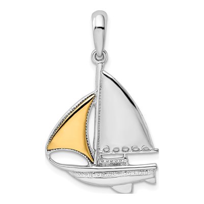 Sterling Silver & 14K Gold Sailboat Pendant