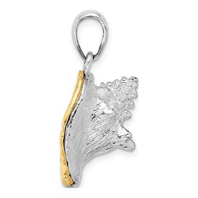 Sterling Silver & 14K Gold 3D Conch Shell Pendant – view 3
