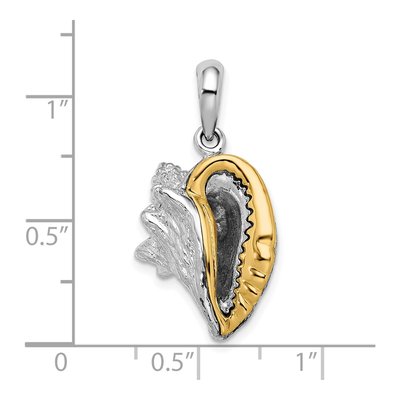 Sterling Silver & 14K Gold 3D Conch Shell Pendant – view 4