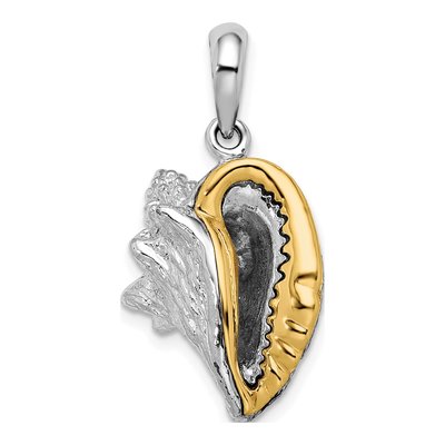 Sterling Silver & 14K Gold 3D Conch Shell Pendant