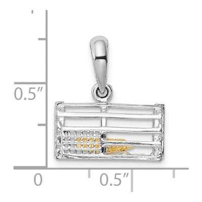 Sterling Silver & 14K Gold 3D Moveable Trap Pendant – view 4
