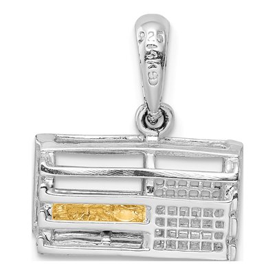 Sterling Silver & 14K Gold 3D Moveable Trap Pendant – view 5