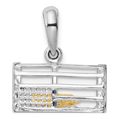 Sterling Silver & 14K Gold 3D Moveable Trap Pendant