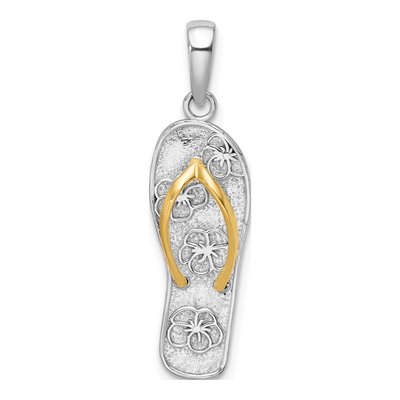 Sterling Silver & 14K Gold Flip-Flop Pendant