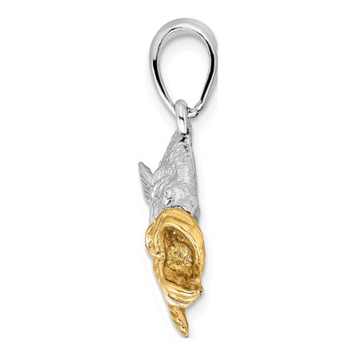 Sterling Silver & 14K Gold Jumping Bass Pendant – view 3