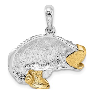 Sterling Silver & 14K Gold Jumping Bass Pendant – view 5