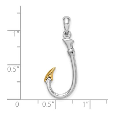 Sterling Silver & 14K Gold Fish Hook Pendant – view 4