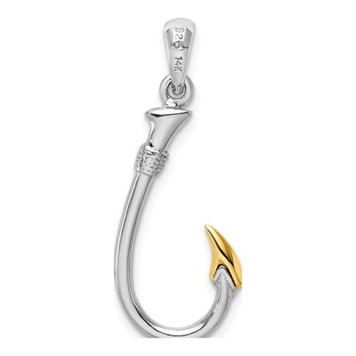 Sterling Silver & 14K Gold Fish Hook Pendant – view 5