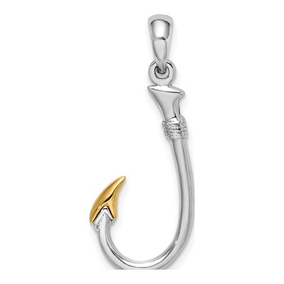 Sterling Silver & 14K Gold Fish Hook Pendant