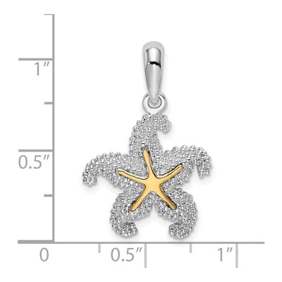 Sterling Silver & 14K Gold Starfish Pendant – view 4