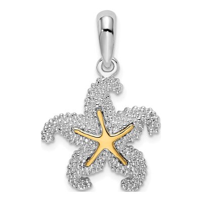 Sterling Silver & 14K Gold Starfish Pendant