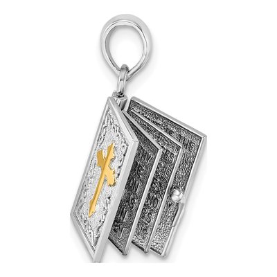 Sterling Silver & 14K Gold Lord's Prayer Bible Pendant – view 4