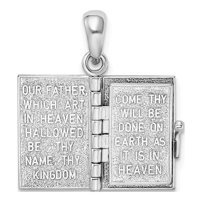 Sterling Silver & 14K Gold Lord's Prayer Bible Pendant – view 7