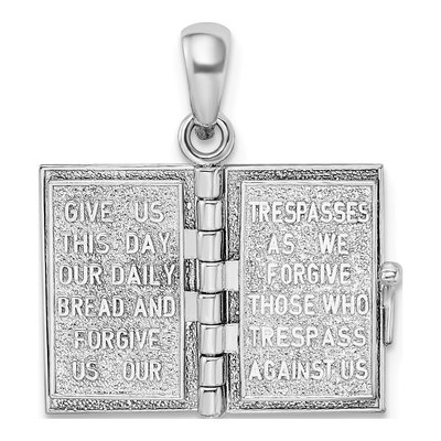 Sterling Silver & 14K Gold Lord's Prayer Bible Pendant – view 8