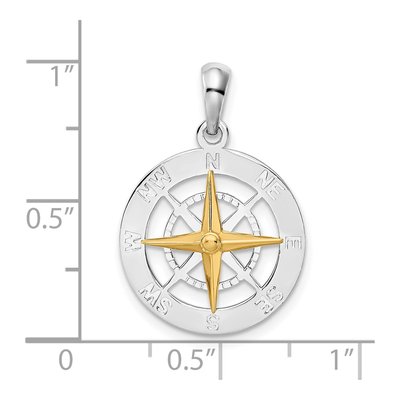 Sterling Silver & 14K Gold Compass Pendant – view 4