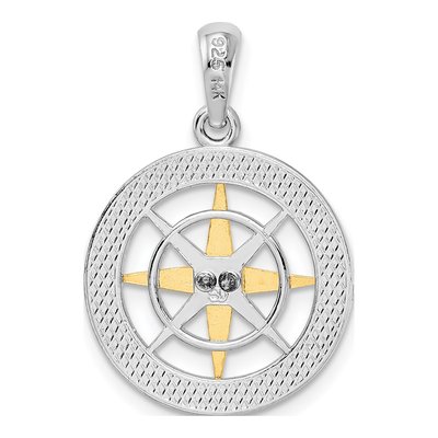 Sterling Silver & 14K Gold Compass Pendant – view 5
