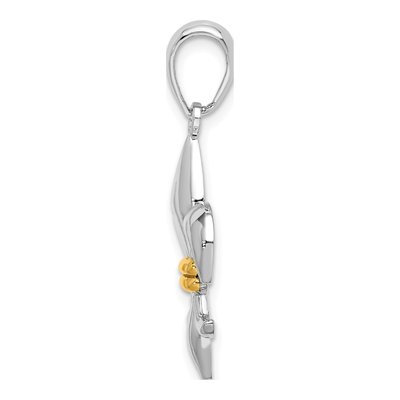 Sterling Silver & 14K Gold Fleur de Lis Pendant – view 3
