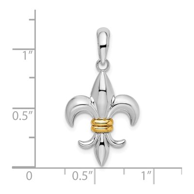Sterling Silver & 14K Gold Fleur de Lis Pendant – view 4