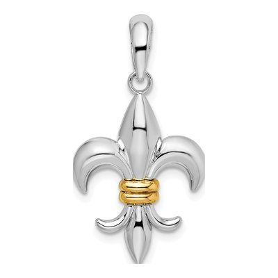 Sterling Silver & 14K Gold Fleur de Lis Pendant