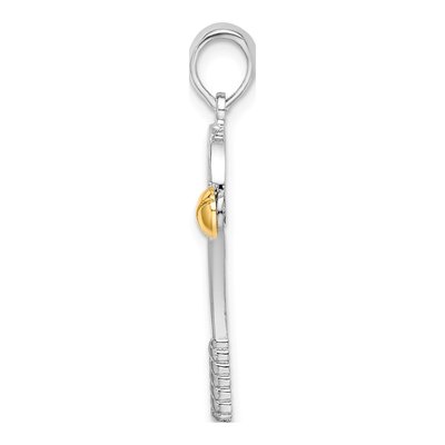 Sterling Silver & 14K Gold Tennis Racquet Ball Pendant – view 3