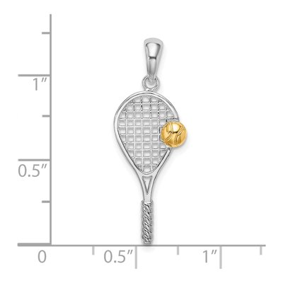 Sterling Silver & 14K Gold Tennis Racquet Ball Pendant – view 4