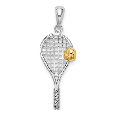 Sterling Silver & 14K Gold Tennis Racquet Ball Pendant