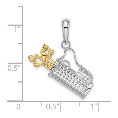 Sterling Silver & 14K Gold Golf Bag Pendant – view 4
