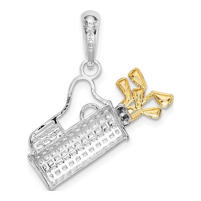 Sterling Silver & 14K Gold Golf Bag Pendant – view 5