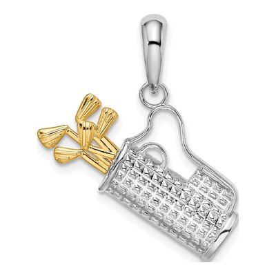 Sterling Silver & 14K Gold Golf Bag Pendant