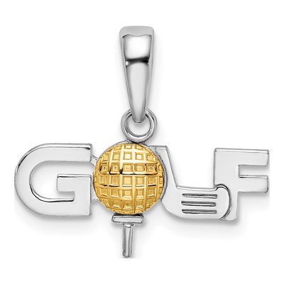 Sterling Silver & 14K Gold Golf Tee Pendant