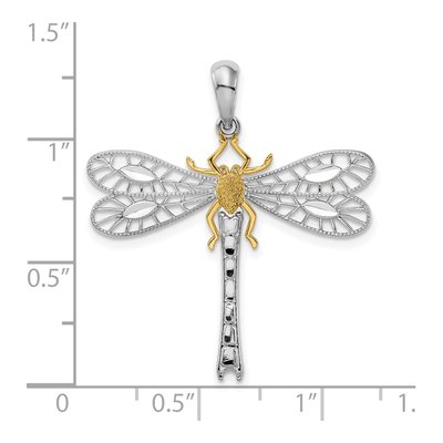 Sterling Silver & 14K Gold Dragonfly Pendant – view 4