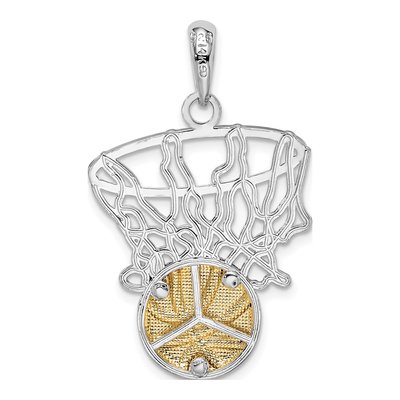 Sterling Silver & 14K Gold Basketball Net Pendant – view 4