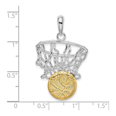 Sterling Silver & 14K Gold Basketball Net Pendant – view 5