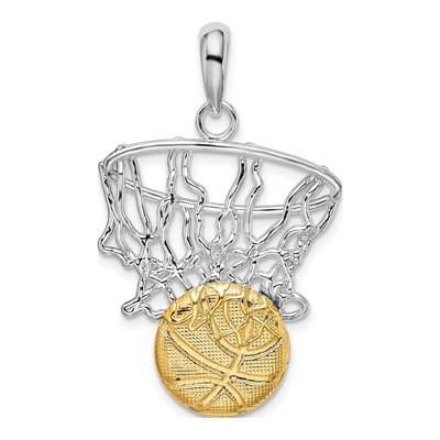 Sterling Silver & 14K Gold Basketball Net Pendant