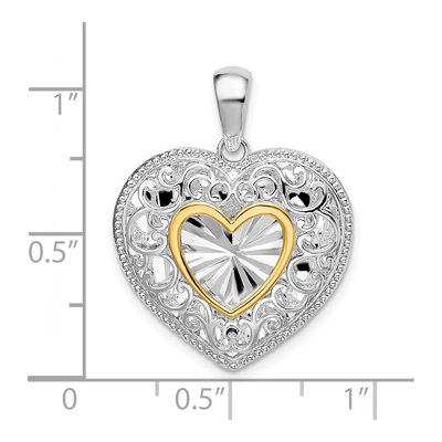 Sterling Silver & 14K Accent Heart Pendant – view 4