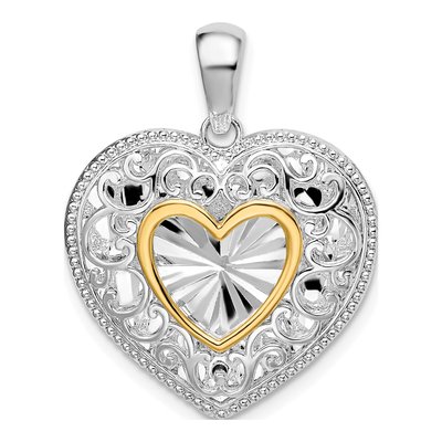 Sterling Silver & 14K Gold Heart Pendant