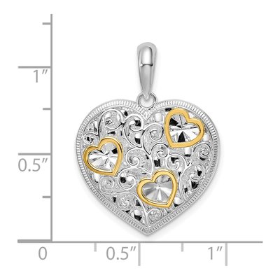 Sterling Silver & 14K Gold Filigree Heart Pendant – view 4