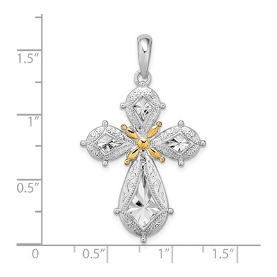 Sterling Silver & 14K Gold Filigree Cross Pendant – view 4