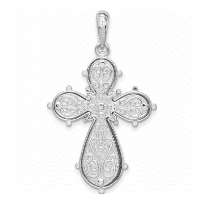 Sterling Silver & 14K Gold Filigree Cross Pendant – view 5