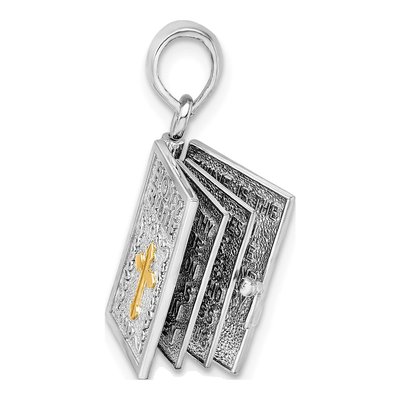 Sterling Silver & 14K Gold Lord's Prayer Bible Pendant – view 4