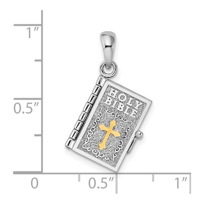 Sterling Silver & 14K Gold Lord's Prayer Bible Pendant – view 6