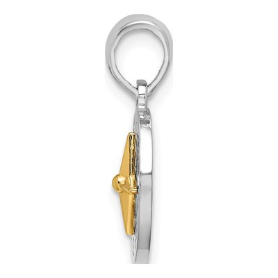 Sterling Silver & 14K Gold Mini Compass Pendant – view 3