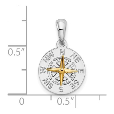 Sterling Silver & 14K Gold Mini Compass Pendant – view 4