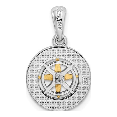 Sterling Silver & 14K Gold Mini Compass Pendant – view 5