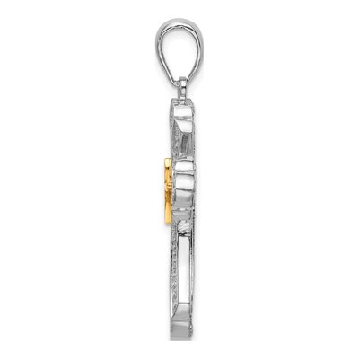 Sterling Silver & 14K Gold Filigree Budded Cross Pendant – view 3